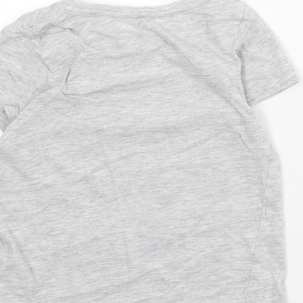 H&M Girls Grey Cotton Basic T-Shirt Size 4-5 Years Round Neck Pullover - Baby Tiger, Size 4-6