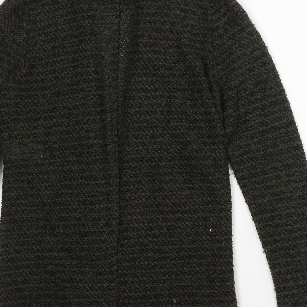 New Look Womens Green V-Neck Striped Polyester Cardigan Jumper Size 12