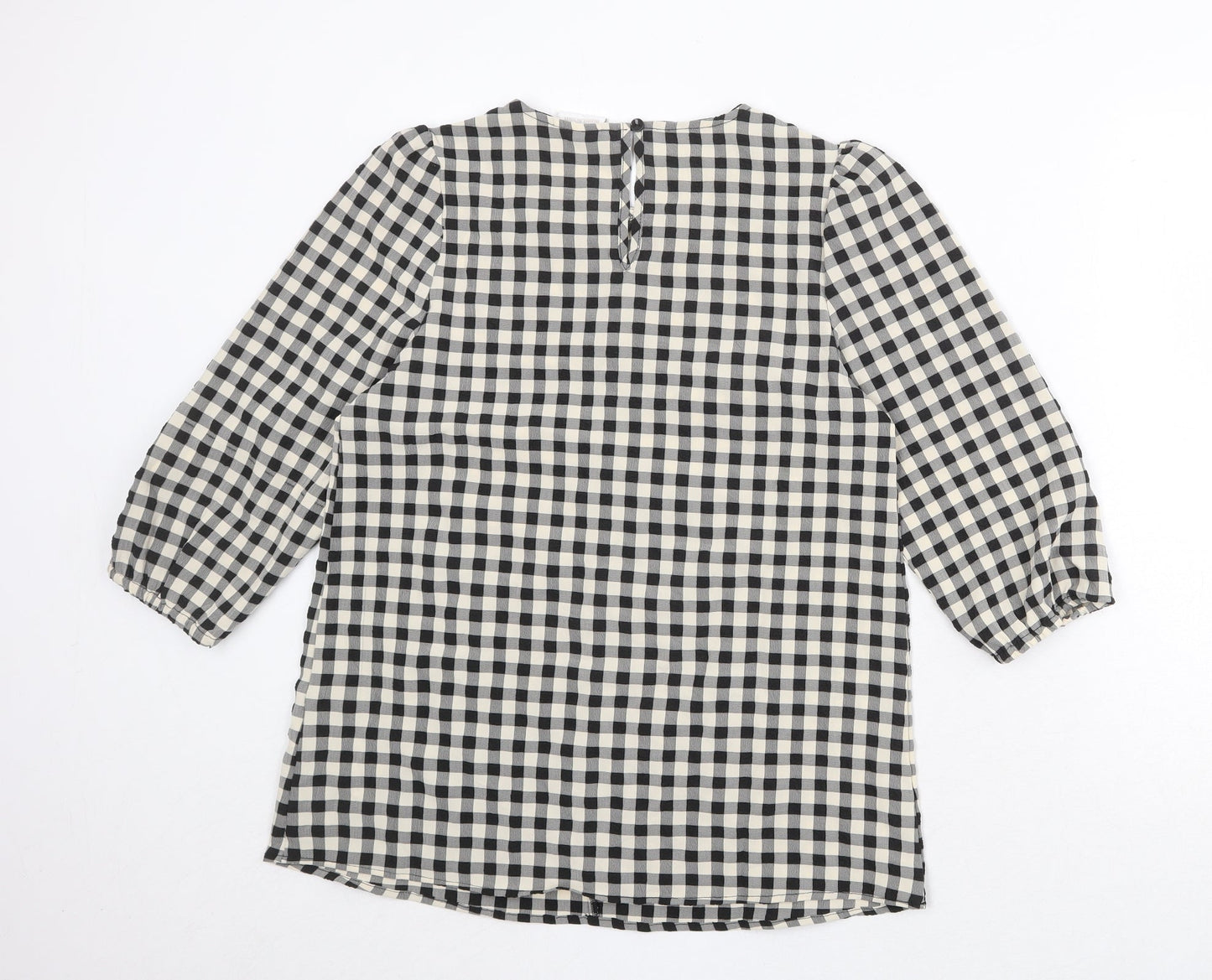 Mammalicious Womens Black Check Polyester Basic Blouse Size S Boat Neck