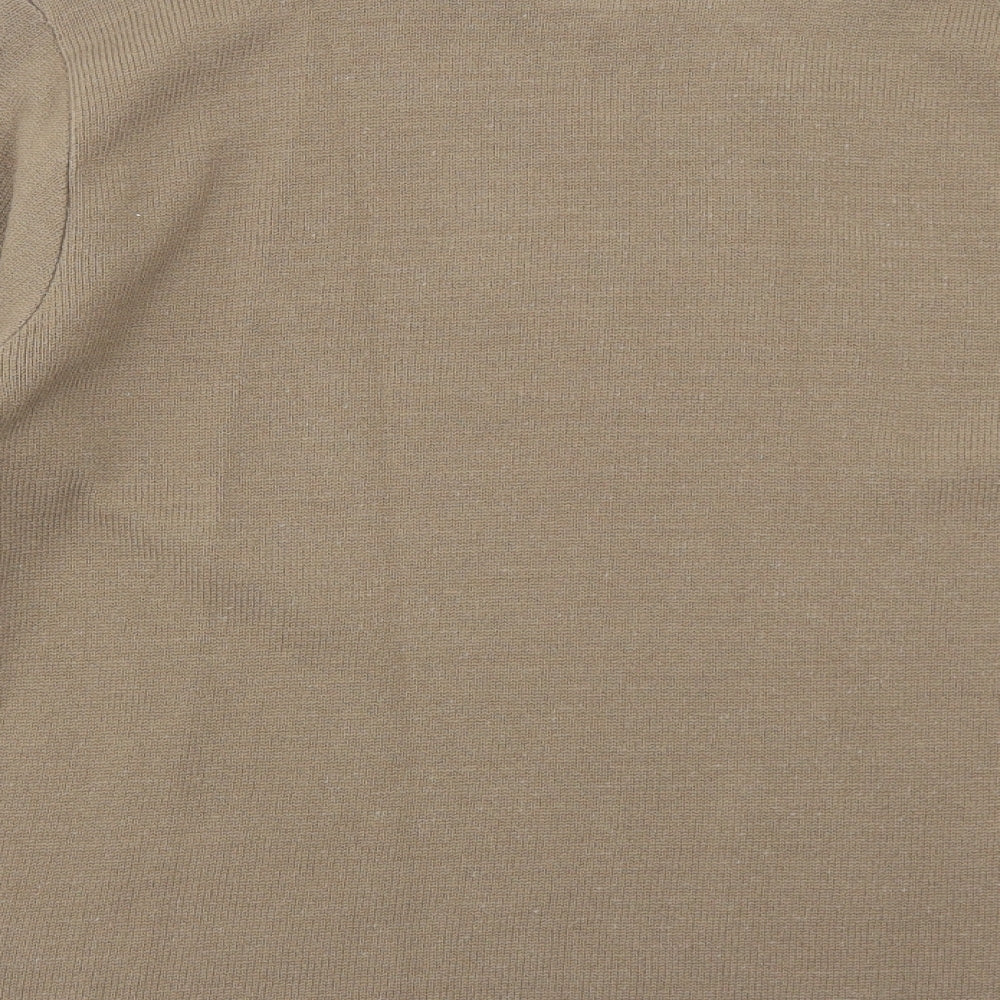 One by One Womens Beige High Neck Acrylic Pullover Jumper Size S