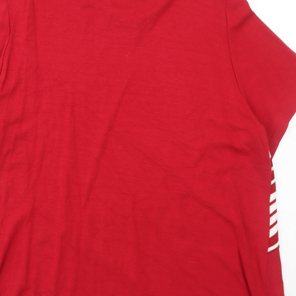 EWM Womens Red Striped Acrylic Basic T-Shirt Size 24 Round Neck