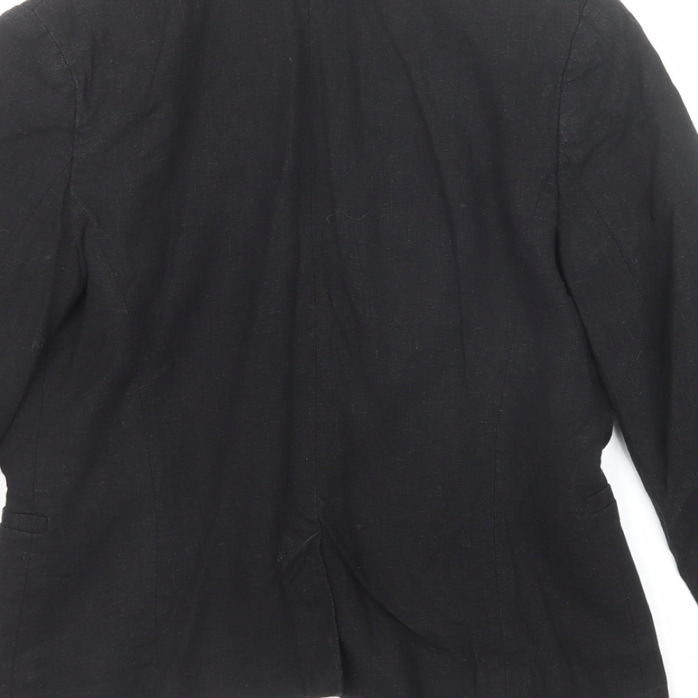 Brand and care label for ASOS women’s black jacket blazer, size UK 10, button
