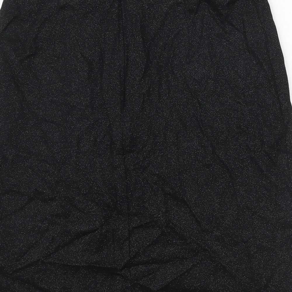 Warehouse Womens Black Cotton A-Line Skirt Size 12 Zip