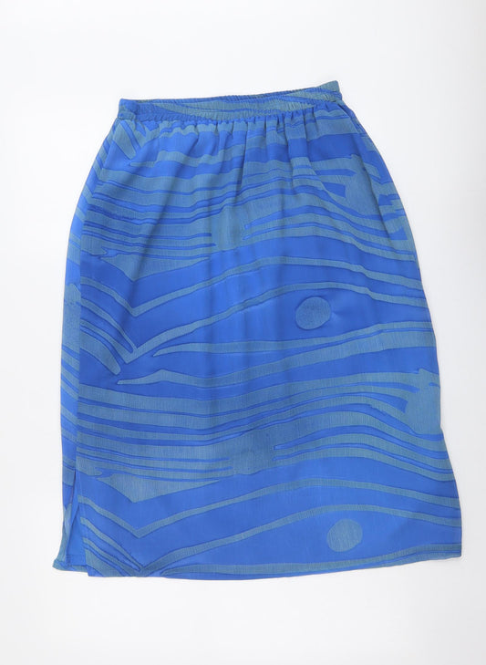 Doris Streich Womens Blue Geometric Polyester A-Line Skirt Size 16