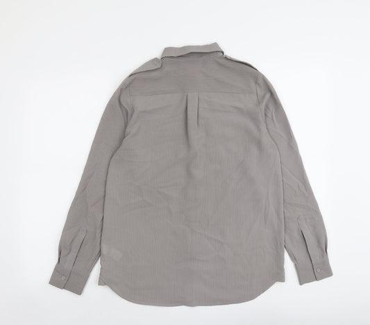 French Connection Womens Grey Polyester Basic Button-Up Size 6 Collared