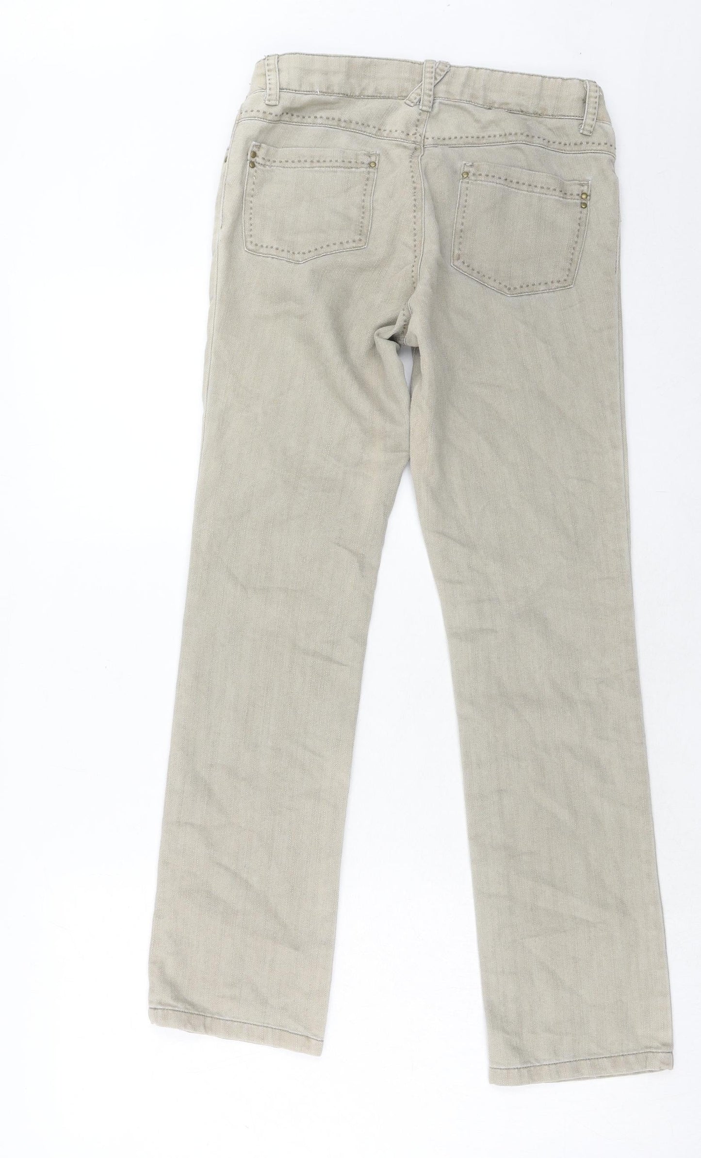 mamas & papas Womens Beige Cotton Straight Jeans Size 6 Regular Hook & Eye