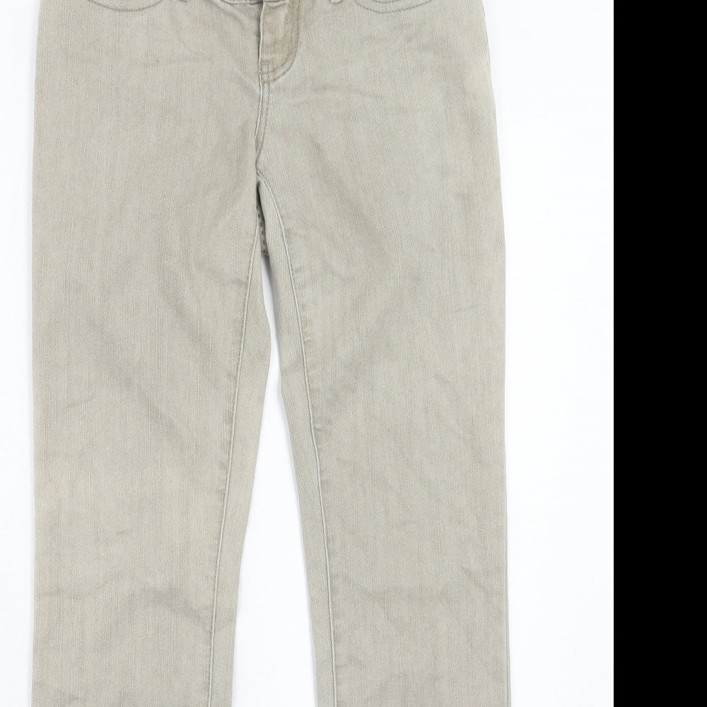 mamas & papas Womens Beige Cotton Straight Jeans Size 6 Regular Hook & Eye