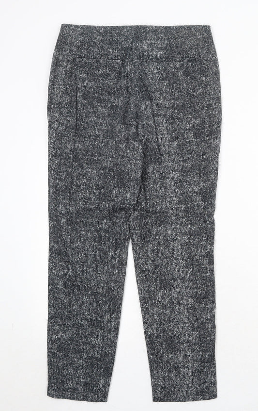 Marks and Spencer Womens Black Cotton Trousers Size 10 Regular Zip