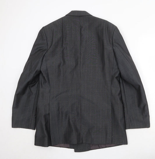 The Label Mens Grey Striped Polyester Jacket Suit Jacket Size 40 Regular
