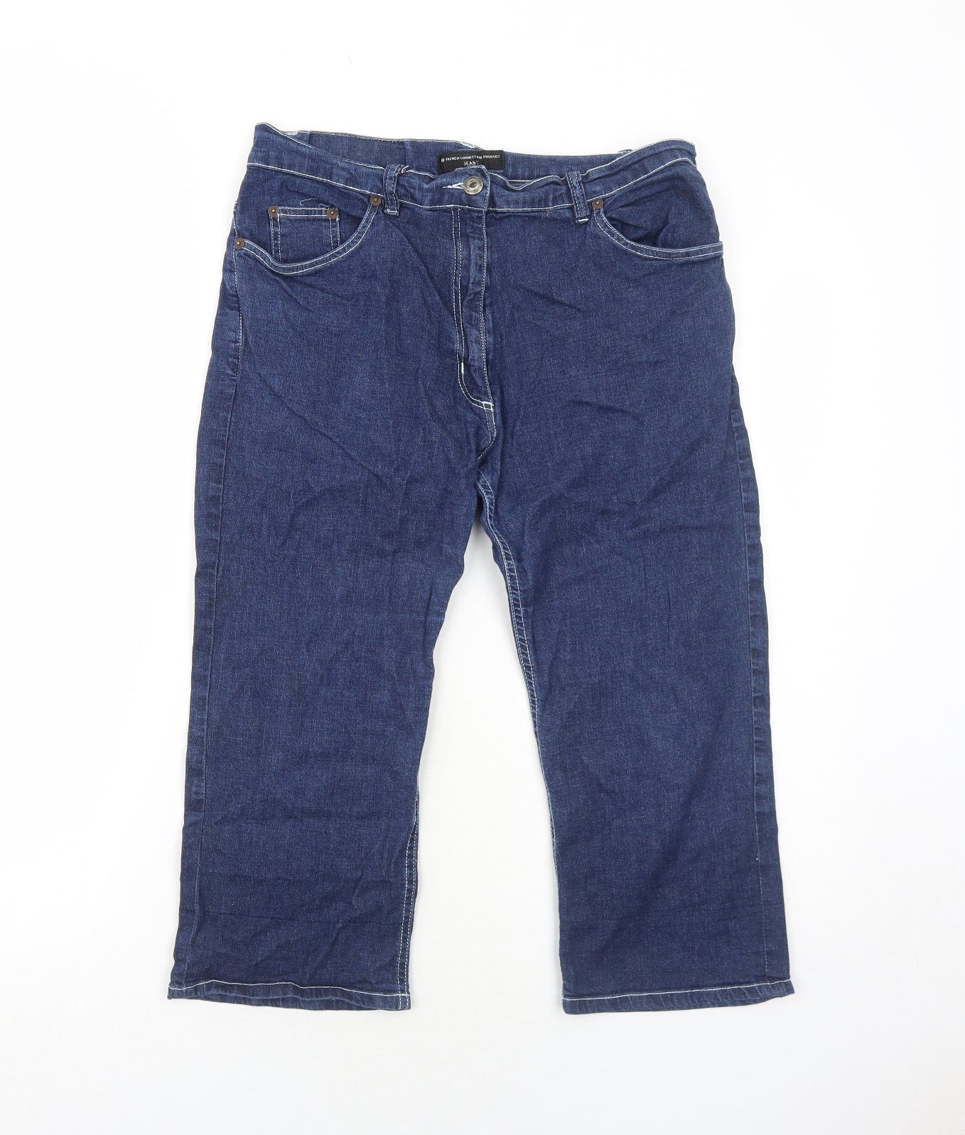 French Connection Womens Blue Cotton Skimmer Shorts Size 6 Regular Zip