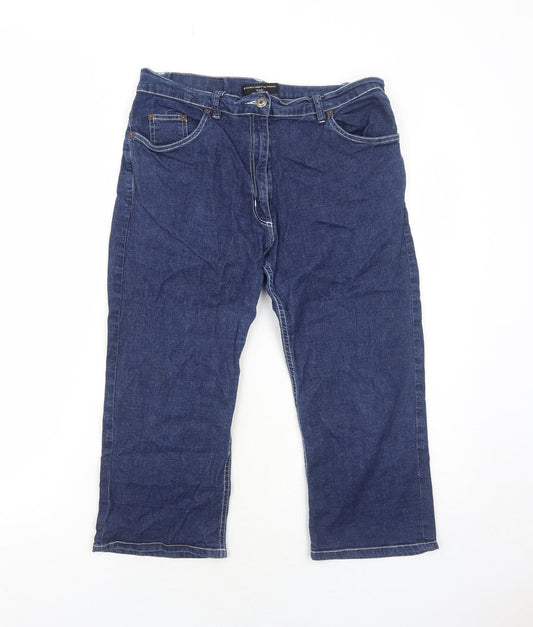 Additional front view of French Connection women’s blue cotton skimmer shorts, size UK 6, regular zip