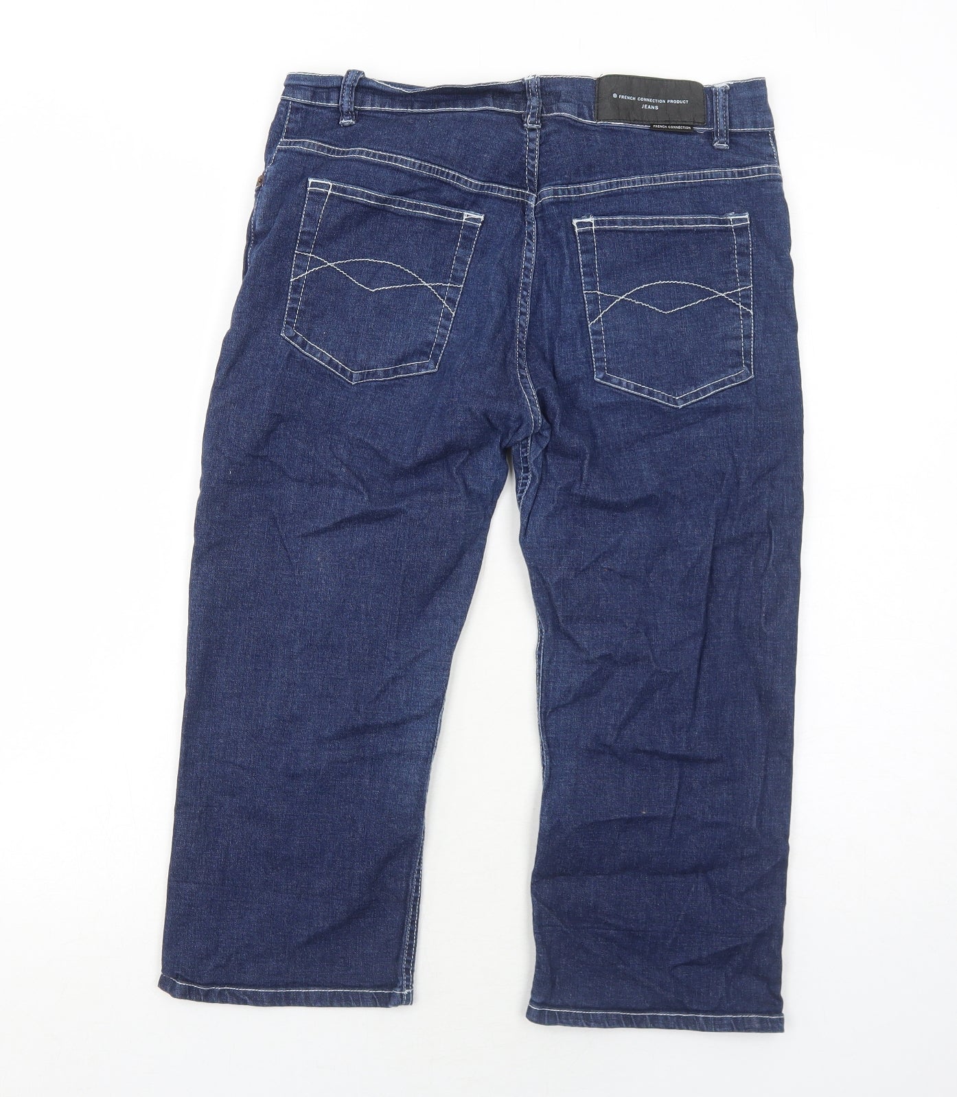 French Connection Womens Blue Cotton Skimmer Shorts Size 6 Regular Zip