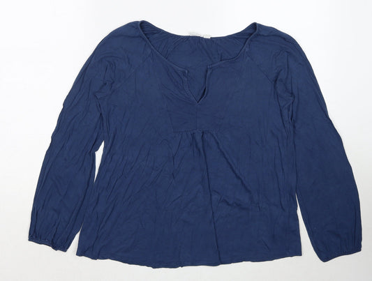 Gap Womens Blue Viscose Basic Blouse Size S V-Neck