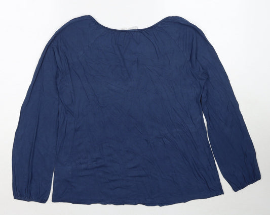 Gap Womens Blue Viscose Basic Blouse Size S V-Neck