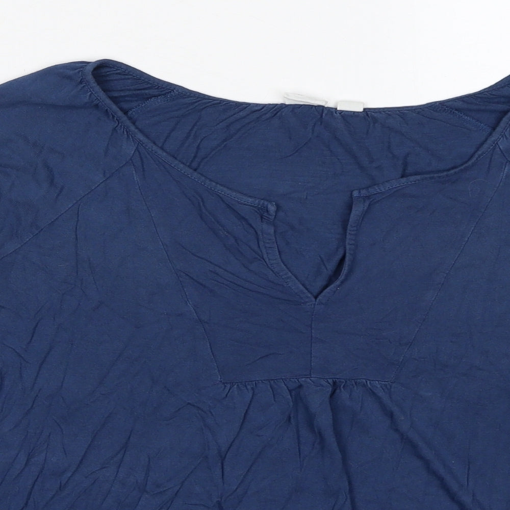 Gap Womens Blue Viscose Basic Blouse Size S V-Neck