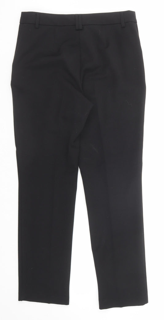 Marks and Spencer Womens Black Polyester Trousers Size 8 Regular Zip