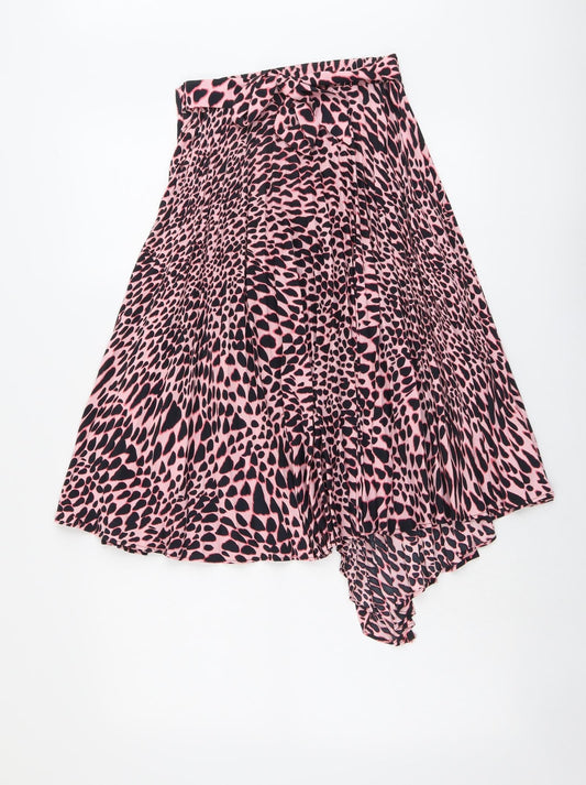 Topshop Womens Pink Geometric Polyester Pleated Skirt Size 4