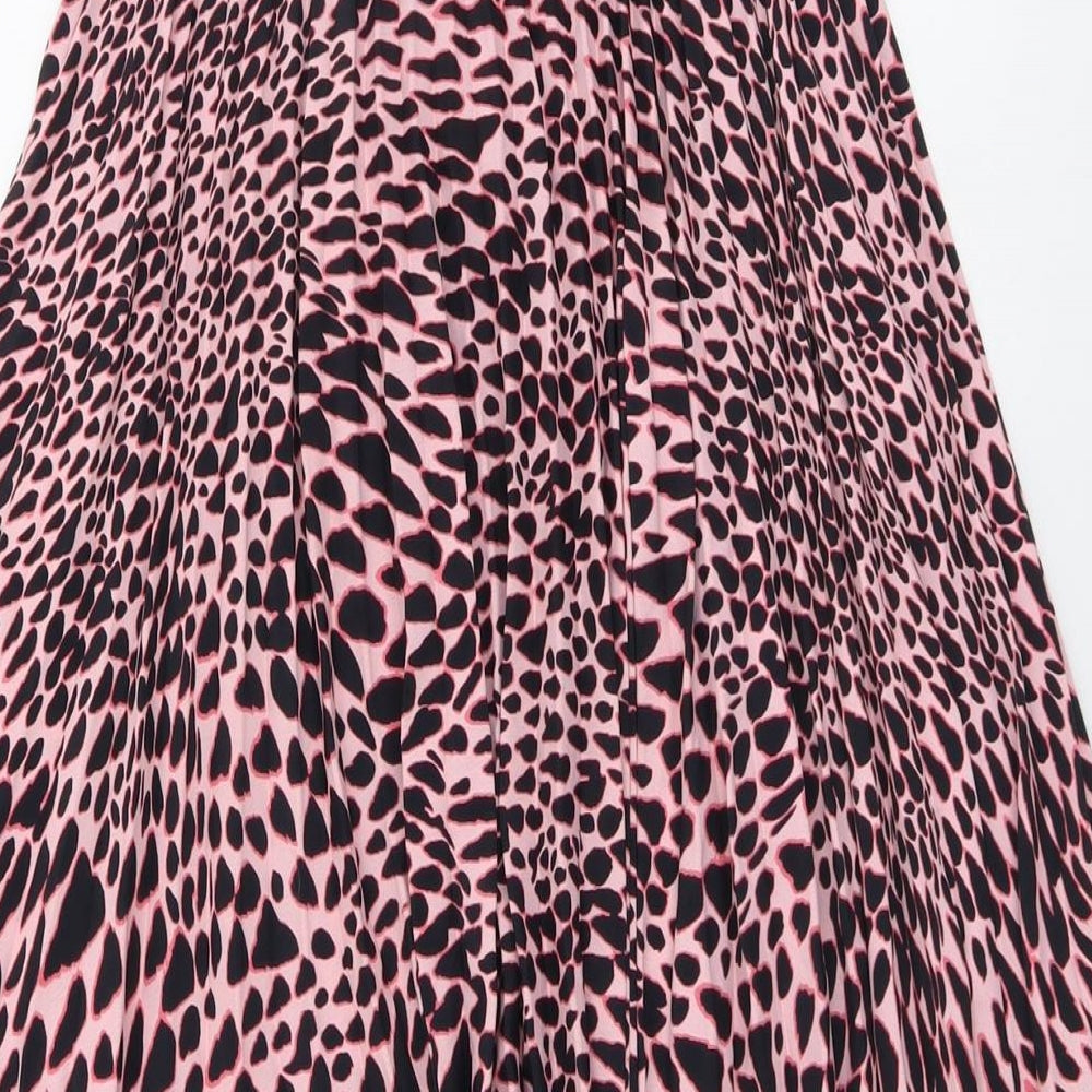 Topshop Womens Pink Geometric Polyester Pleated Skirt Size 4