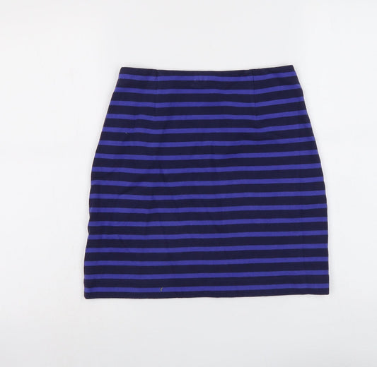 Jack Wills Womens Blue Striped Cotton Bandage Skirt Size 10 Zip
