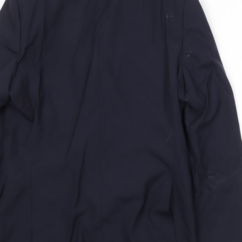 Brand and care label for Hammond & Co men’s blue wool jacket suit jacket, size 40, regular