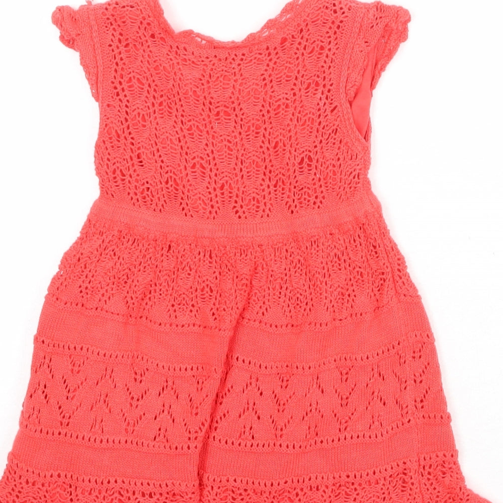 Gap Girls Red 100% Cotton Fit & Flare Size 2 Years Boat Neck Pullover