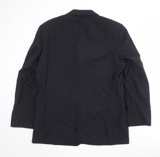 NEXT Mens Black Striped Wool Jacket Suit Jacket Size 42 Regular