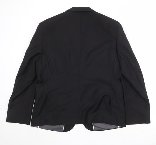 Marks and Spencer Mens Black Polyester Jacket Suit Jacket Size 44 Regular