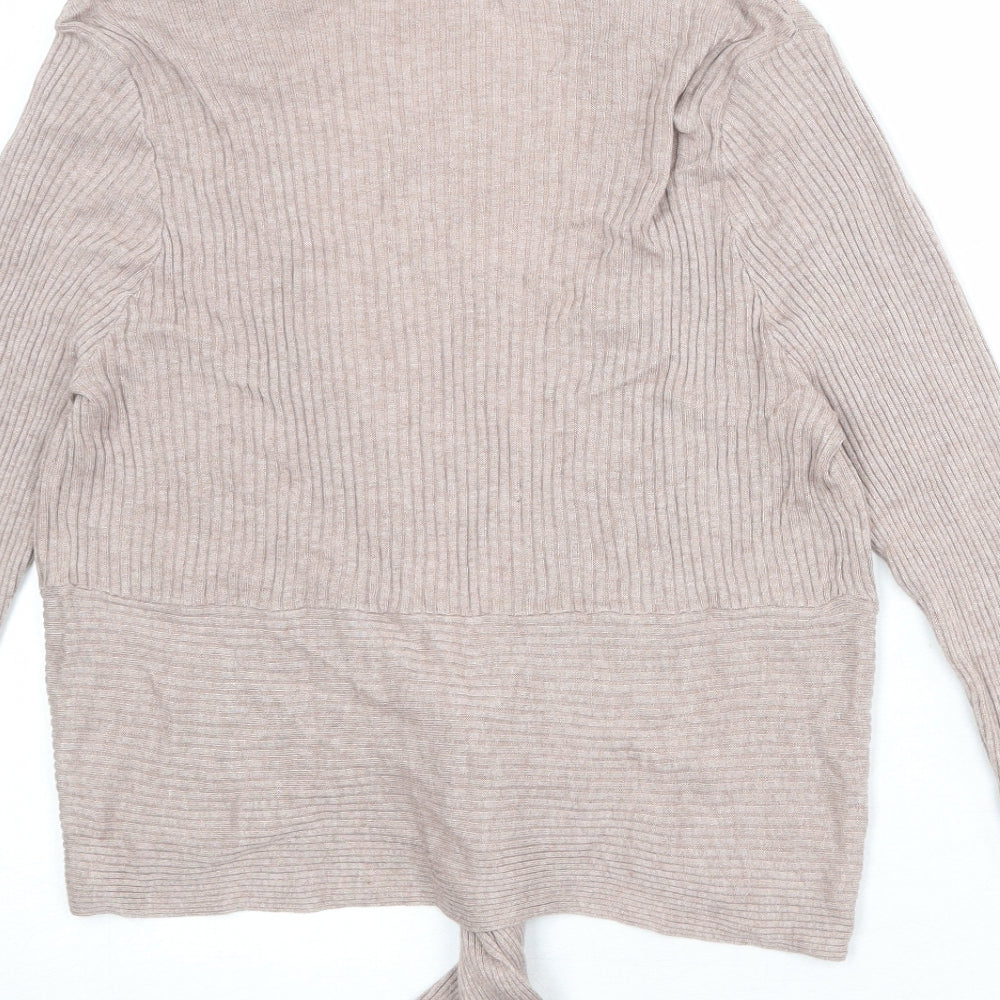 M&Co Womens Beige V-Neck Viscose Cardigan Jumper Size 2XL