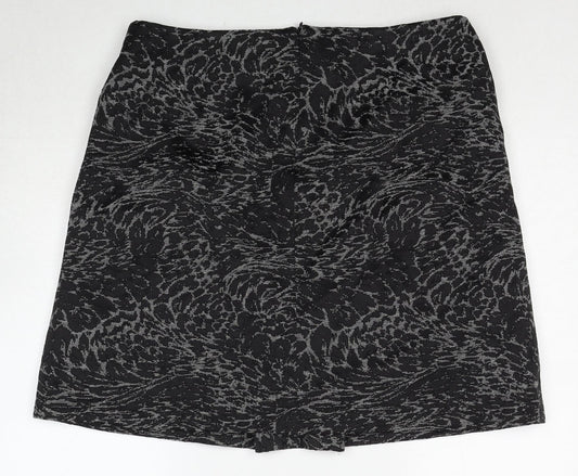 Country Casuals Womens Black Geometric Polyester A-Line Skirt Size 36 in Zip