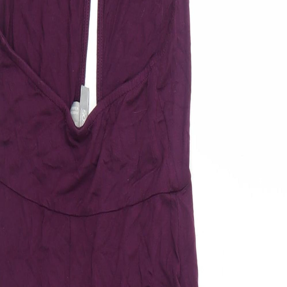 ASOS Womens Purple Viscose Bodycon Size 10 Halter Tie