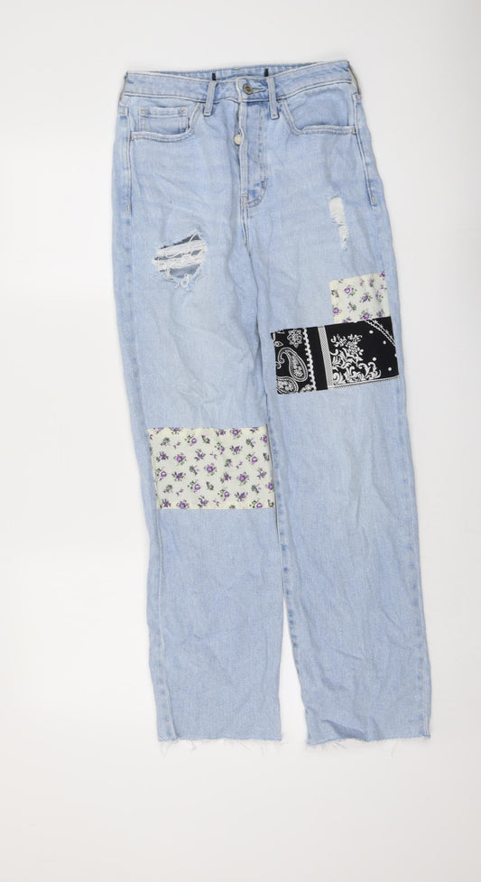 Hollister Womens Black Cotton Straight Jeans Size 26 in L27.5 in Regular Button - Patchwork