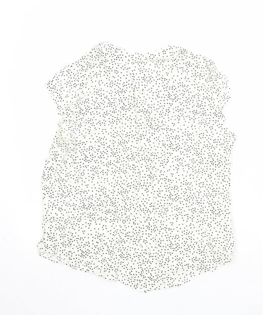 Amphora Womens Ivory Geometric Viscose Basic Blouse Size 14 Round Neck - Star Pattern
