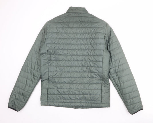 H&M Womens Green Quilted Jacket Size S Zip