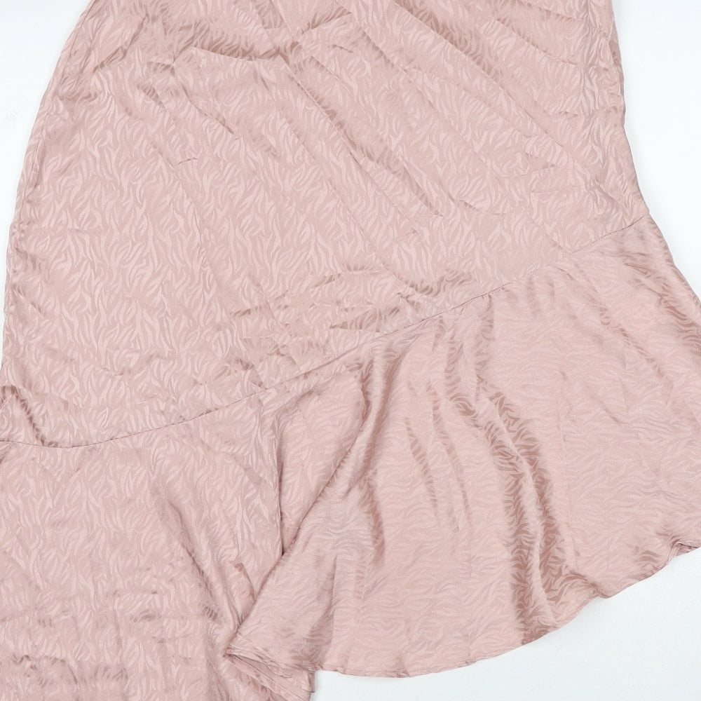 QED London Womens Pink Geometric Polyester A-Line Skirt Size 10 Zip