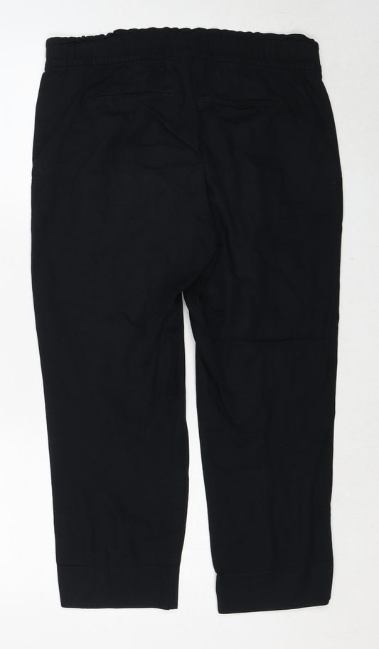Gap Womens Black Cotton Trousers Size 6 Regular Drawstring