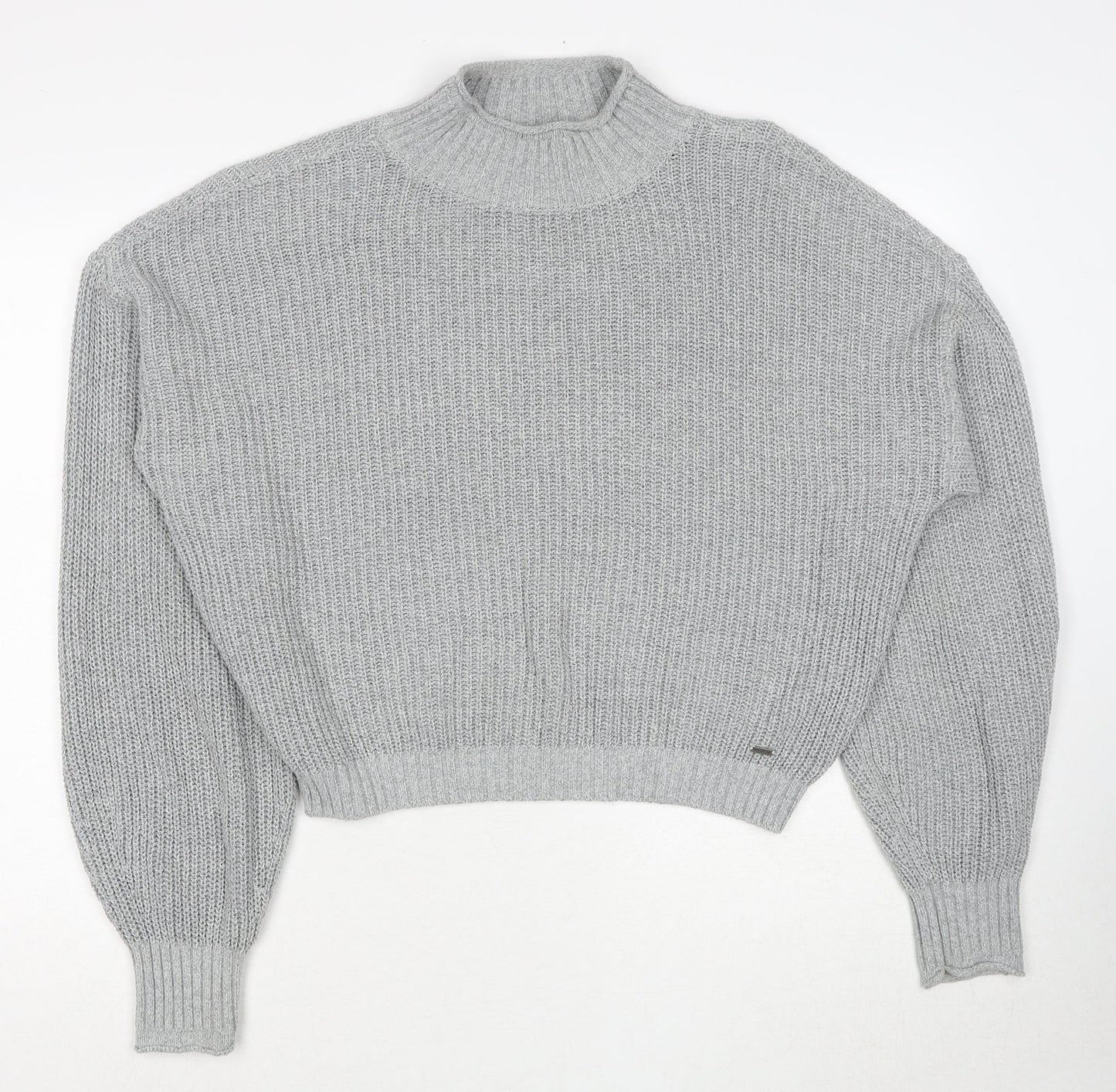 Hollister Womens Grey Round Neck Cotton Pullover Jumper Size S