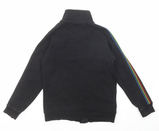 NEXT Boys Black Cotton Full Zip Sweatshirt Size 8 Years Zip - Side Stripe Detail