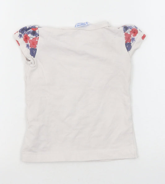 Mayoral Girls White Cotton Pullover T-Shirt Size 2 Years Round Neck Pullover