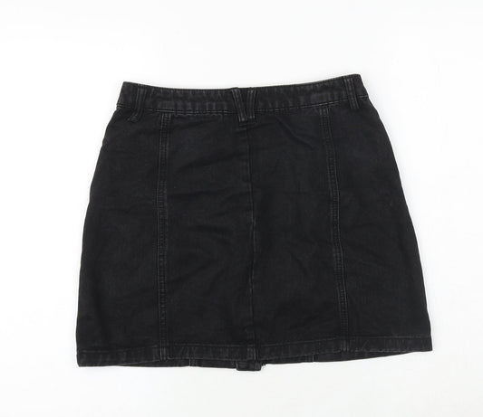 Stradivarius Womens Blue Chlorofibre A-Line Skirt Size 10 Button