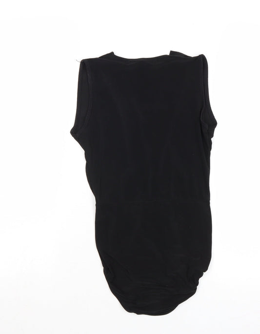 Boohoo Womens Black Polyester Bodysuit One-Piece Size 8 Snap