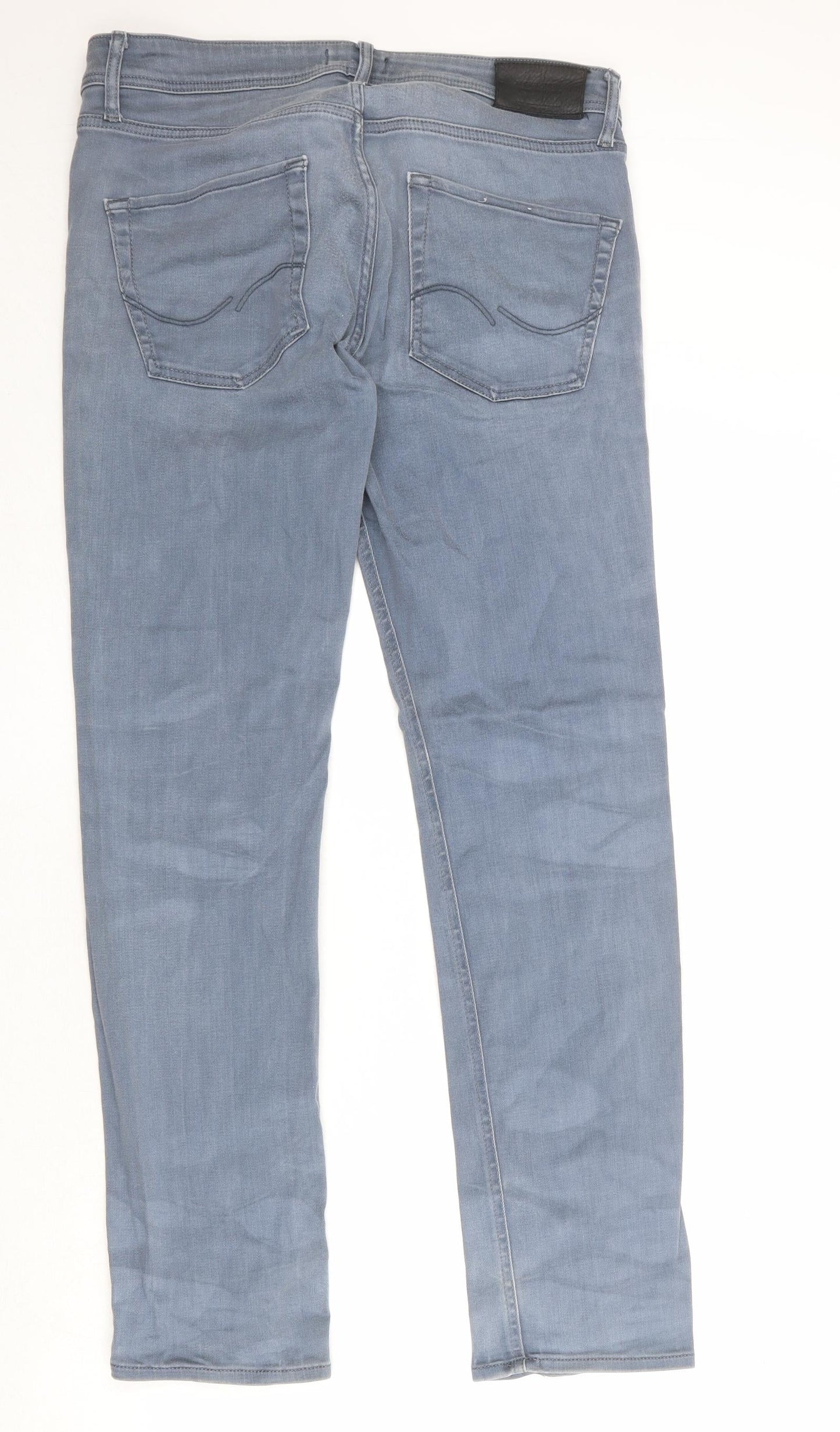 JACK & JONES Mens Blue Cotton Straight Jeans Size 34 in Regular Zip