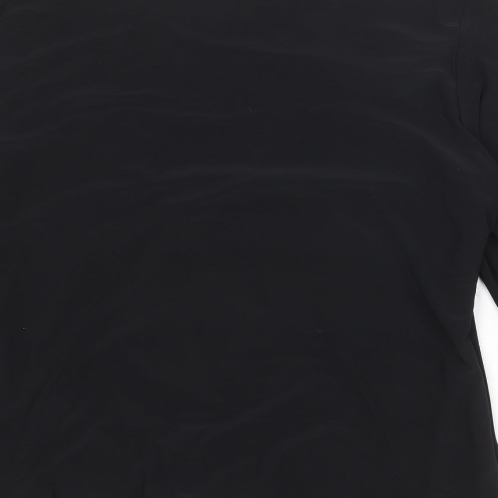Saloos Womens Black Geometric Polyester Basic Blouse Size 2XL Round Neck