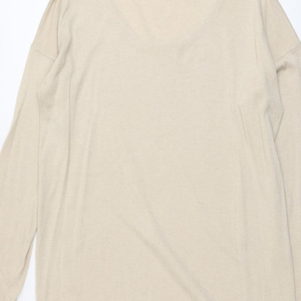 Brand and care label for ESPRIT women’s beige round neck acrylic jumper, size S
