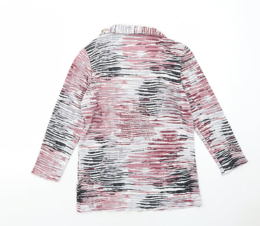 Anna Rose Womens Pink Geometric Polyester Basic Button-Up Size S Collared