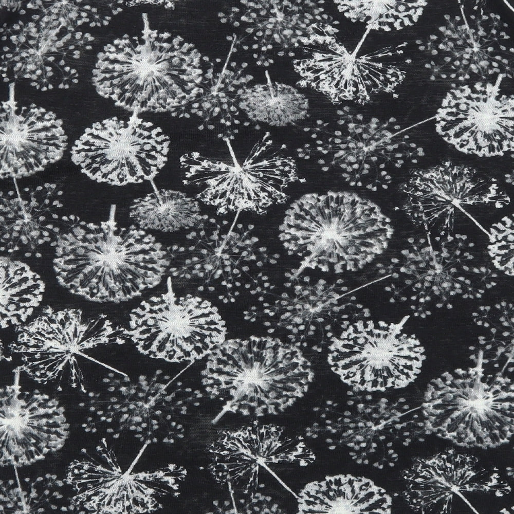Marks and Spencer Womens Black Geometric Polyester Basic Blouse Size 12 Round Neck - Dandelions Print