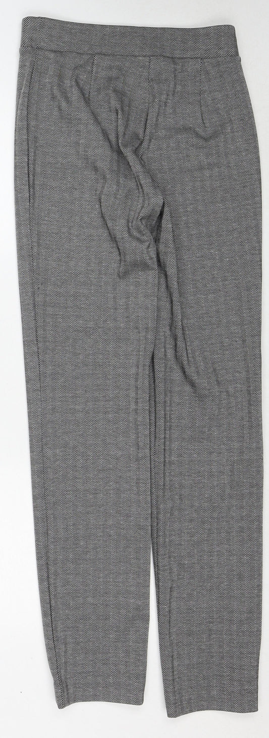 Marks and Spencer Womens Grey Geometric Polyester Trousers Size 8 Regular
