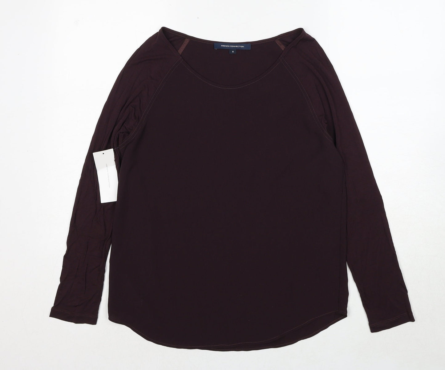 French Connection Womens Brown Viscose Basic Blouse Size 8 Round Neck