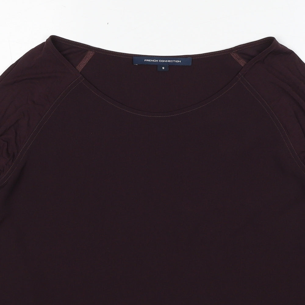 French Connection Womens Brown Viscose Basic Blouse Size 8 Round Neck