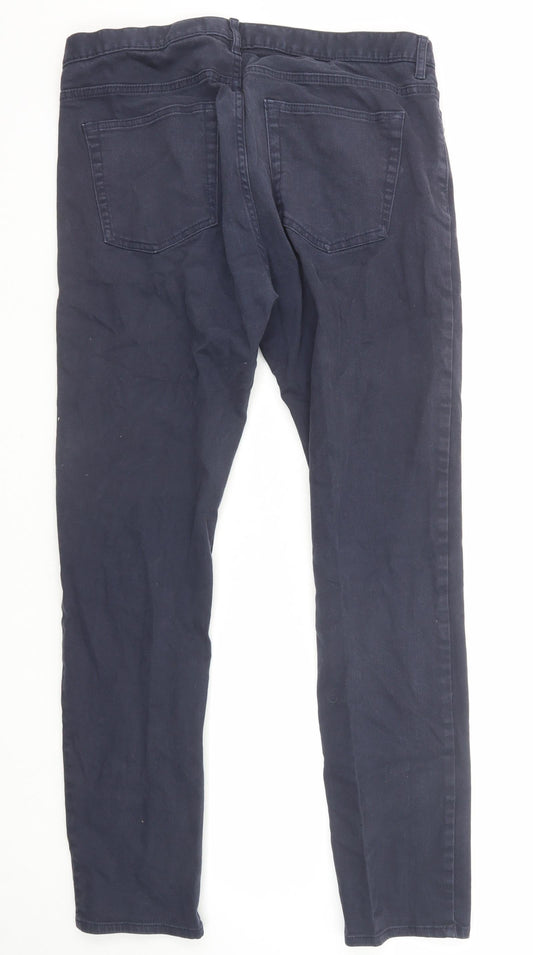 H&M Womens Blue Cotton Skinny Jeans Size 8 Regular Zip