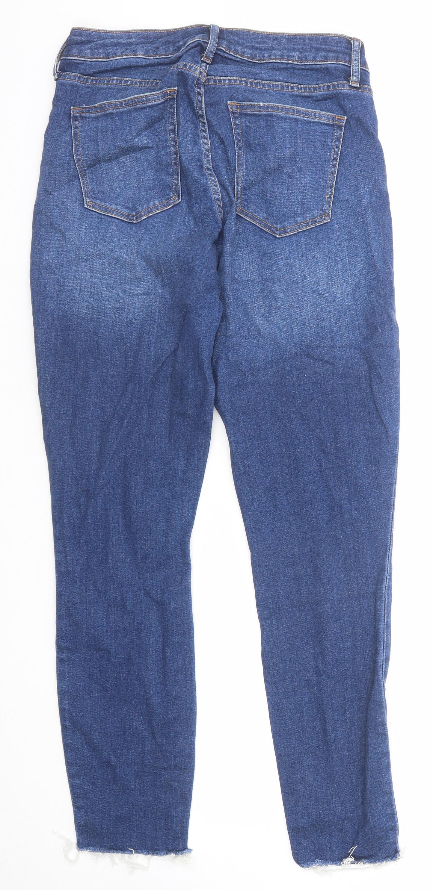 Gap Womens Blue Cotton Tapered Jeans Size 29 in Regular Zip - Frayed Hem